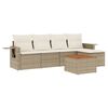 vidaXL 6-tlg. Garten-Sofagarnitur mit Kissen Beige Poly Rattan