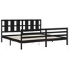 vidaXL Massivholzbett mit Kopfteil Schwarz 200x200 cm