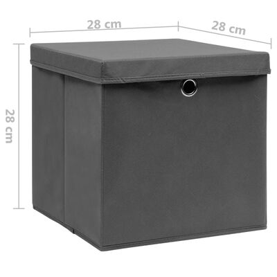 vidaXL Aufbewahrungsboxen mit Deckeln 4 Stk. 28x28x28 cm Grau