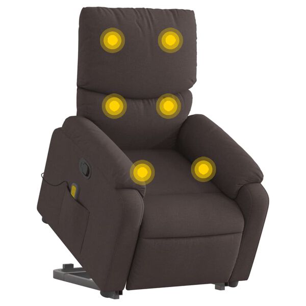 vidaXL Massagesessel mit Aufstehhilfe Dunkelbraun Stoff