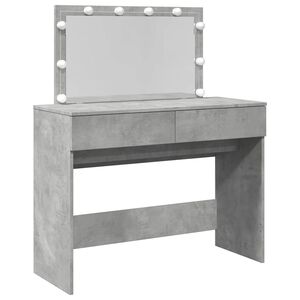 vidaXL Schminktisch mit LED-Beleuchtung Betongrau 100x40x120 cm