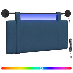 vidaXL H&auml;ngendes Kopfteil Mit LED Licht Blau Stoff