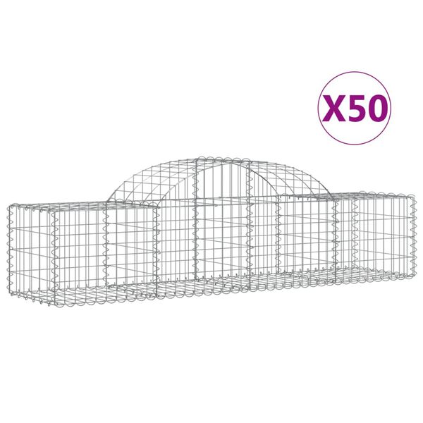 vidaXL Gabionen mit Hochbogen 50 Stk. 200x50x40/60 cm Verzinktes Eisen