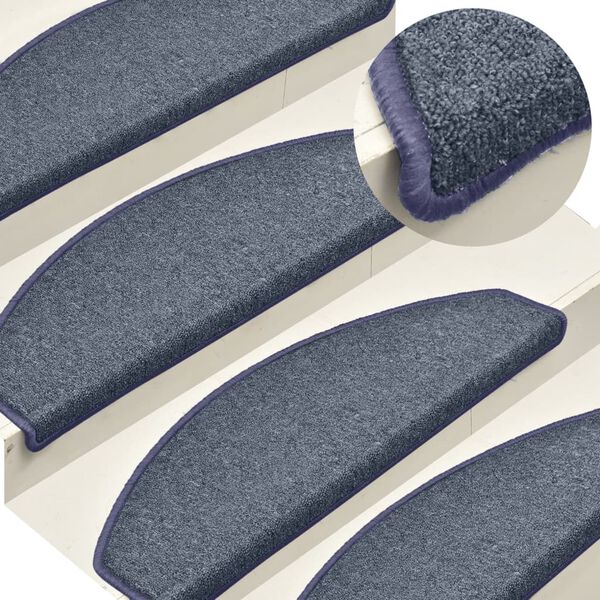 vidaXL Stufenmatten 15 Stk. 65 x 24 x 4 cm Dunkelgrau und Blau Halbrund Gro&szlig;