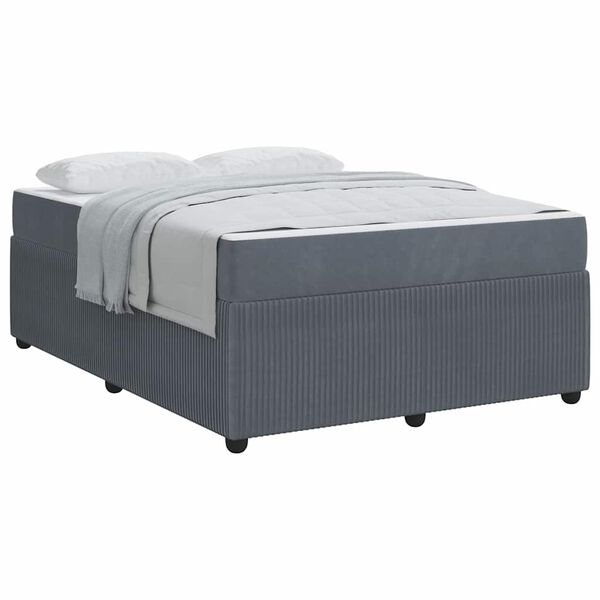 vidaXL Bettrahmen mit Matratze Dunkelgrau 140 x 200 cm Stoff