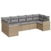 vidaXL 7-tlg. Garten-Sofagarnitur mit Kissen Beige Poly Rattan