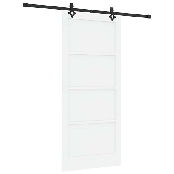 vidaXL Schiebet&uuml;r Wei&szlig; und Schwarz 93 x 211 cm Massives Kiefernholz
