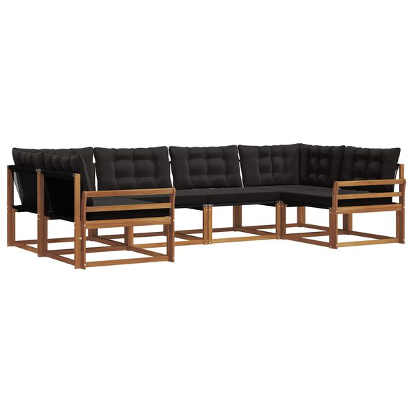 vidaXL Outdoor-Sofagarnitur mit Kissen 6 pcs Nat&uuml;rlich und Schwarz
