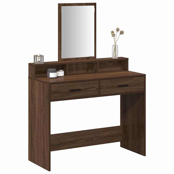 vidaXL Schminktisch Braun Eichen-Optik 100 x 41 x 140 cm Holzwerkstoff