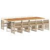 vidaXL 11-tlg. Garten-Essgruppe mit Kissen Beige Poly Rattan
