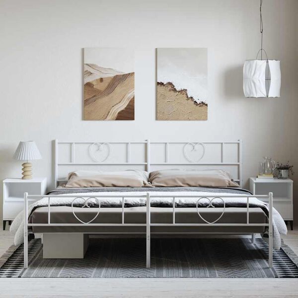 vidaXL Bettgestell mit Kopf- und Fu&szlig;teil Metall Wei&szlig; 183x213 cm