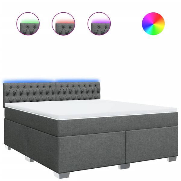 vidaXL Boxspringbett mit Matratze Dunkelgrau 180x200 cm Stoff