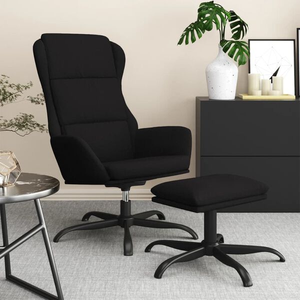 vidaXL Relaxsessel mit Hocker Schwarz Mikrofasergewebe