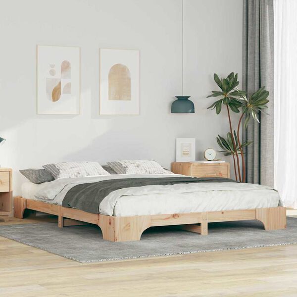 vidaXL Bettrahmen Braun 160 x 220 cm Massives Kiefernholz