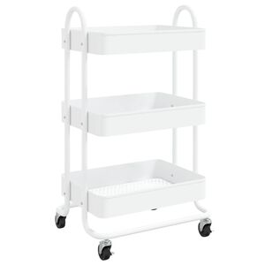 vidaXL 3-Etagen-Wagen Wei&szlig; 43x34x79 cm Stahl