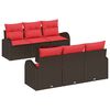 vidaXL Gartensofa-set mit Speicher 7 pcs Beige und Rot Poly-Rattan