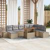 vidaXL Garten-Sofa-Set mit Speicher 9 pcs Beige Poly Rattan