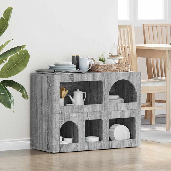 vidaXL Sideboard Graues Sonoma 80,5 x 35 x 59 cm Holzwerkstoff