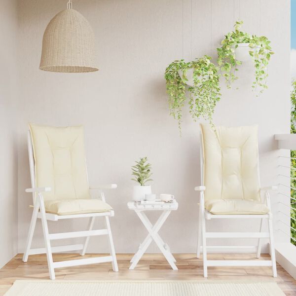 vidaXL Gartenstuhlauflagen für Hochlehner 2Stk. Creme 120x50x7cm Stoff