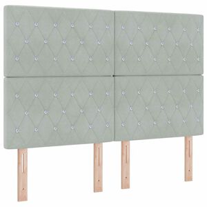 vidaXL LED Boxspringbett mit Matratze Hellgrau 160 x 200 cm Samt