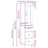 vidaXL Highboard Grau Sonoma 34,5x34x180 cm Holzwerkstoff