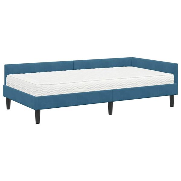 vidaXL Eckbettgestell mit Matratze Sonstiges 2 pcs Blau Samt