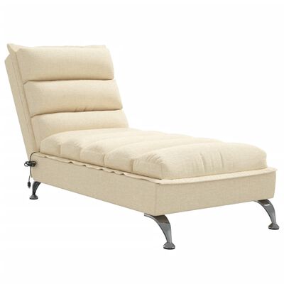 vidaXL Massage-Chaiselongue mit Kissen Creme Stoff