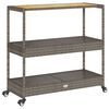 vidaXL Barwagen 3 B&ouml;den Grau Poly Rattan und Massivholz Akazie