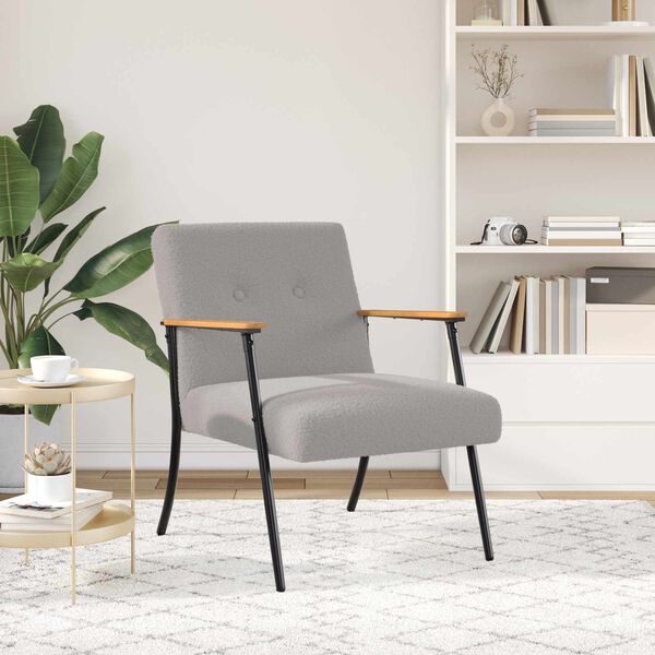 vidaXL Sessel Hellgrau 59 x 75 x 78 cm Lockiger woll&auml;hnlicher Stoff