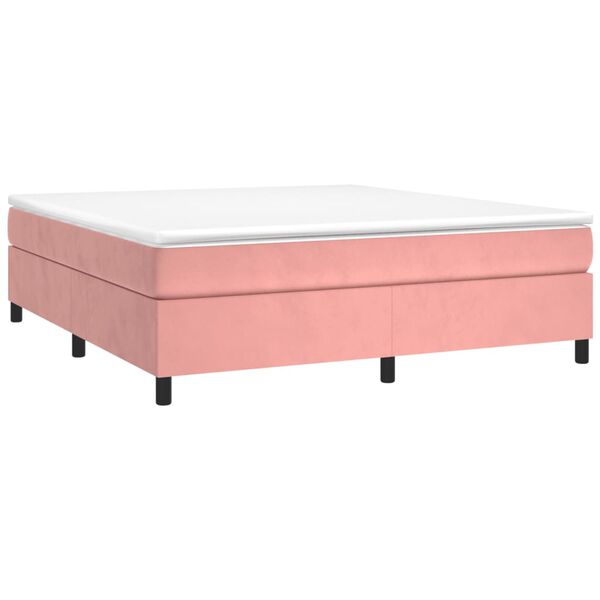 vidaXL Boxspringbett mit Matratze Rosa 200x200 cm Samt