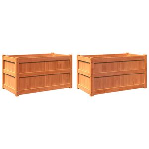 vidaXL Pflanzk&uuml;bel 2 Stk. Wachsbraun Massivholz Kiefer