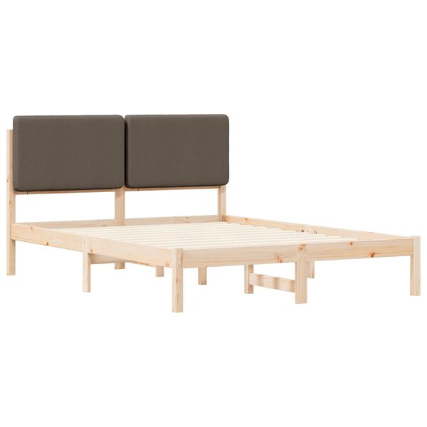 vidaXL Bettgestell mit gepolstertem Kopfteil Taupe 140 x 190 cm