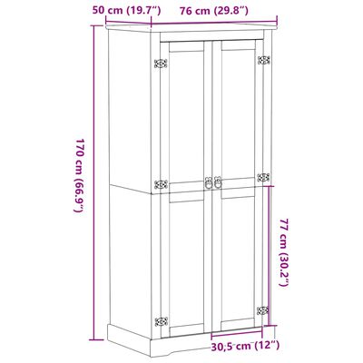 vidaXL Kleiderschrank Corona 76x50x170 cm Massivholz Kiefer