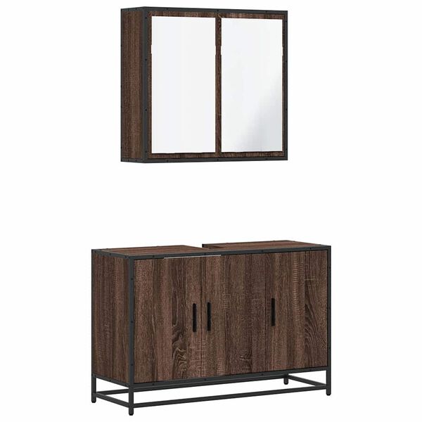 vidaXL 2-tlg. Badm&ouml;bel-Set Braun Eichen-Optik Holzwerkstoff