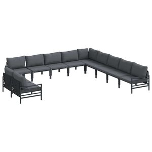 vidaXL Garten-Sofa-Set mit Kissen 11 pcs Anthrazit Stahl