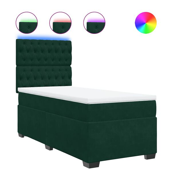 vidaXL Boxspringbett mit Matratze Dunkelgr&uuml;n 80x200 cm Samt