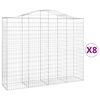vidaXL Gabionen mit Hochbogen 8 Stk. 200x50x160/180cm Verzinktes Eisen