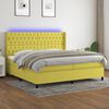 vidaXL Boxspringbett mit Matratze & LED Gr&uuml;n 200x200 cm Stoff