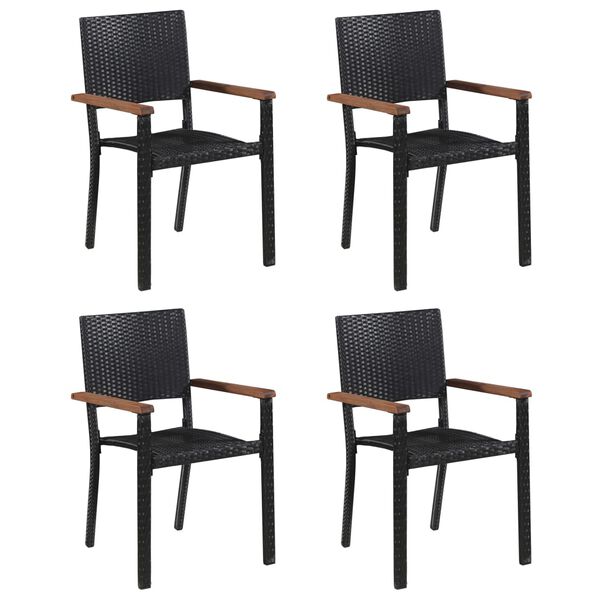vidaXL 5-tlg. Garten-Essgruppe Poly Rattan Schwarz