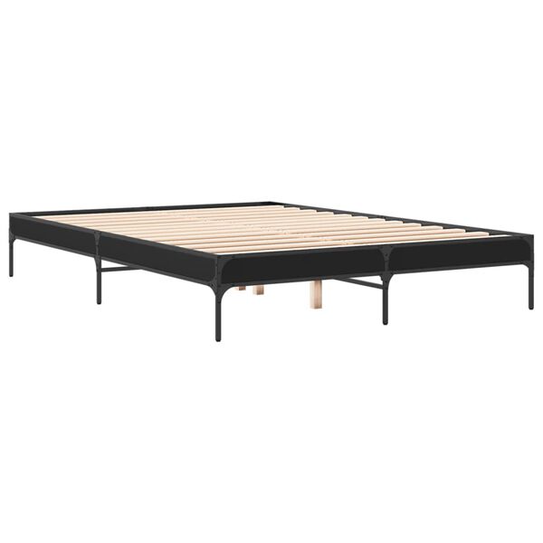 vidaXL Bettgestell Schwarz 150x200 cm Holzwerkstoff und Metall