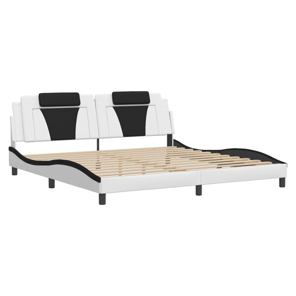 vidaXL Bettgestell "Viana" mit LED ohne Matratze Wei&szlig; und Schwarz 200x200 cm