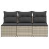 vidaXL Gartensofa mit Kissen 3-Sitzer Hellgrau Poly Rattan