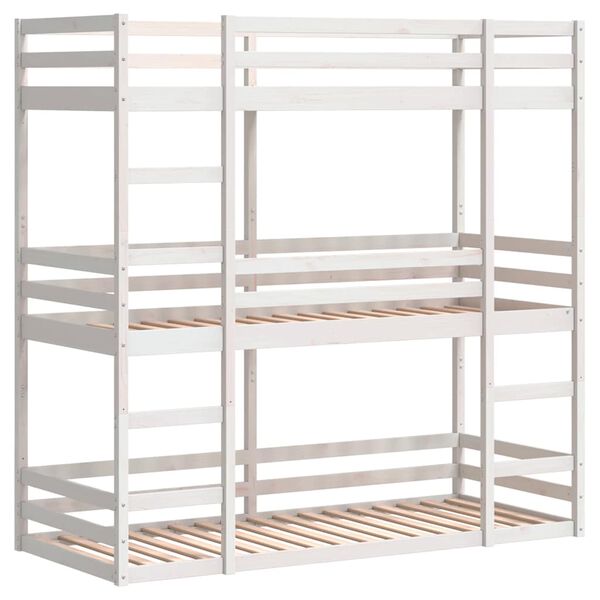 vidaXL Dreifach-Etagenbett Wei&szlig; 75x190 cm Massivholz Kiefer