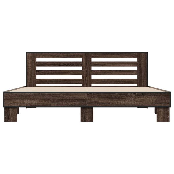 vidaXL Bettgestell Braun Eichen-Optik 200x200 cm Holzwerkstoff Metall