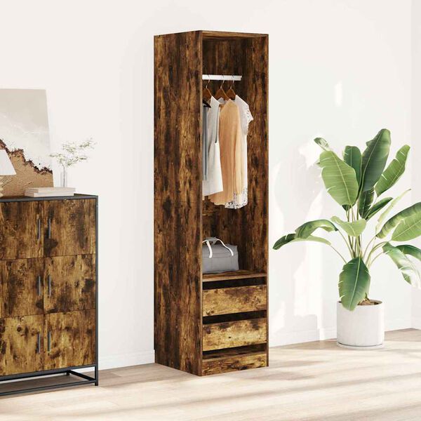 vidaXL Kleiderschrank mit Schubladen R&auml;uchereiche 50x50x200 cm