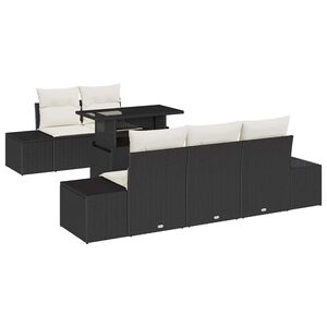 vidaXL Garten-Sofa-Set mit Kissen mit Speicher 6 pcs Schwarz und Creme