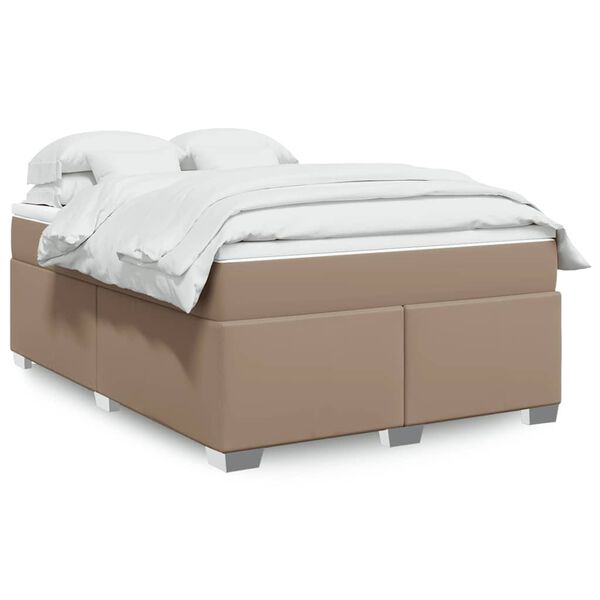 vidaXL Boxspringbett Matratze Cappuccino-Braun 140x190cm Kunstleder