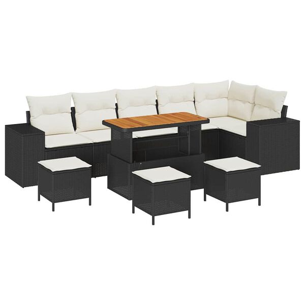 vidaXL Garten-Sofa-Set 10 pcs Schwarz Poly-Rattan