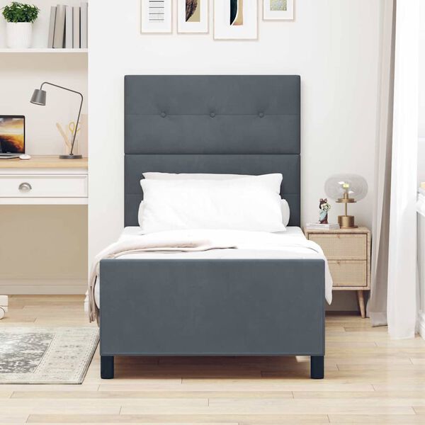 vidaXL Boxspringbett mit Kopfteil Dunkelgrau 100 x 200 cm Samt
