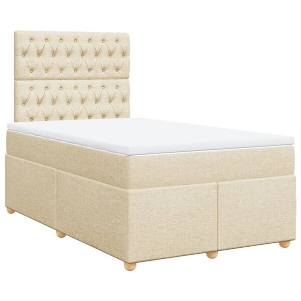 vidaXL Boxspringbett mit Matratze Creme 120x190 cm Stoff